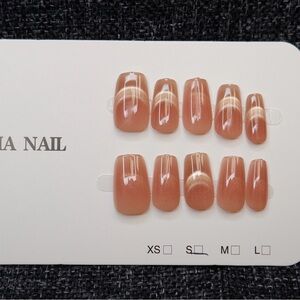 Glossy Brown Press-On Nails